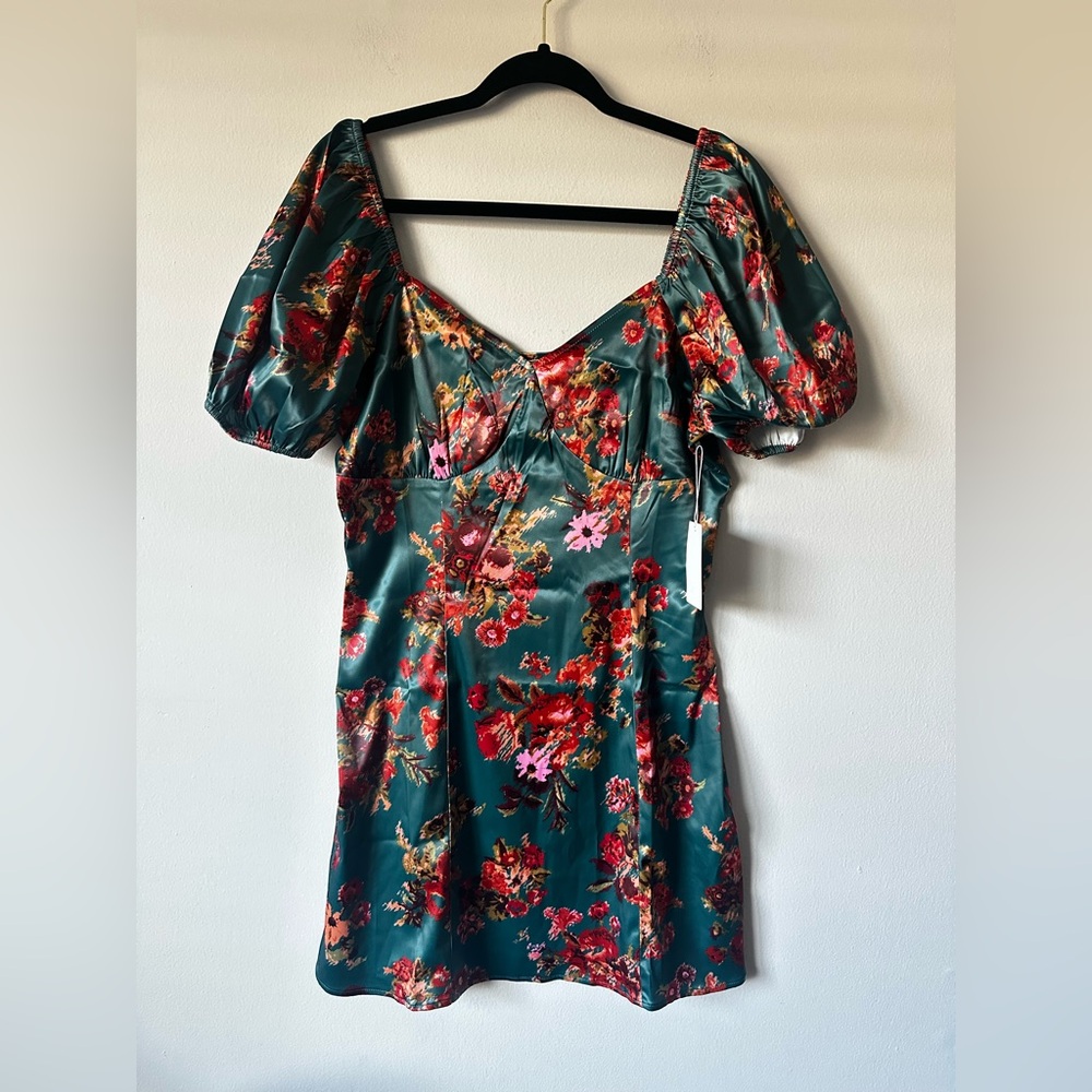 Joyfolie Green Floral Mini Dress, NWT Medium